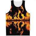 Fire Flame Burning Print Men's Tank Top