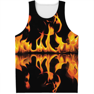 Fire Flame Burning Print Men's Tank Top