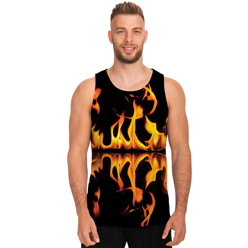 Fire Flame Burning Print Men's Tank Top