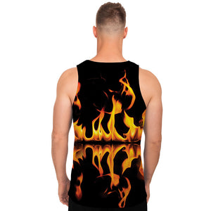 Fire Flame Burning Print Men's Tank Top