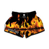 Fire Flame Burning Print Muay Thai Boxing Shorts