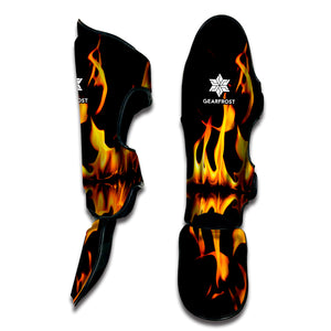 Fire Flame Burning Print Muay Thai Shin Guard