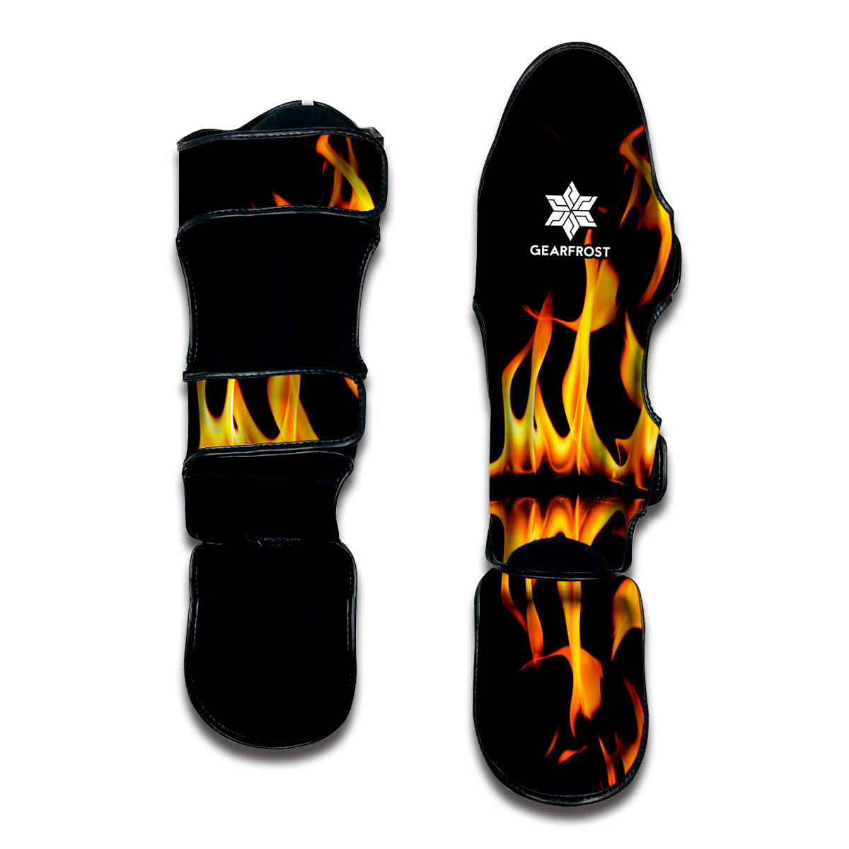 Fire Flame Burning Print Muay Thai Shin Guards