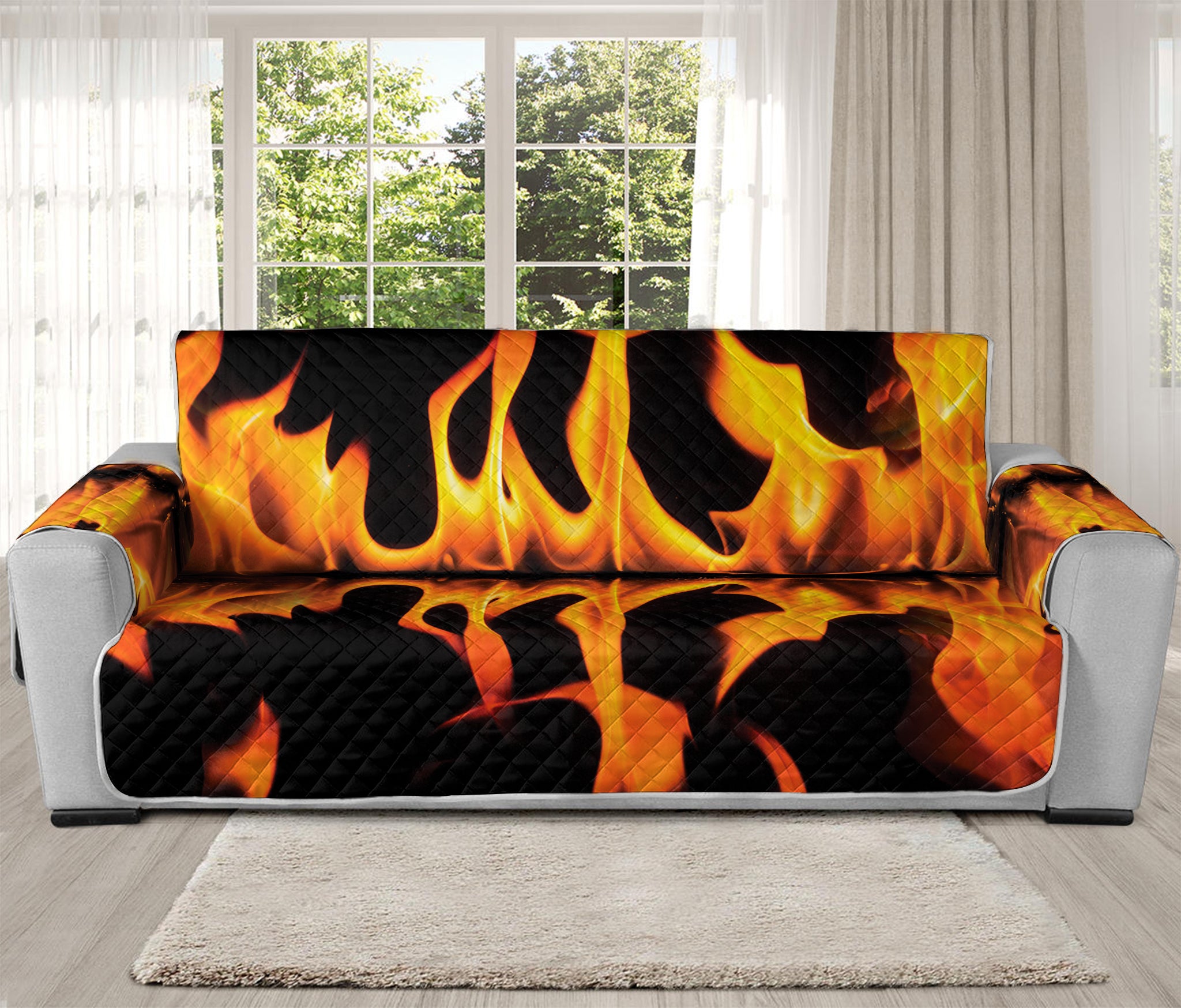 Fire Flame Burning Print Oversized Sofa Protector