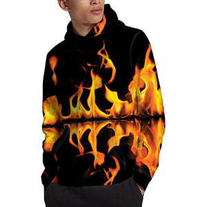 Fire Flame Burning Print Pullover Hoodie