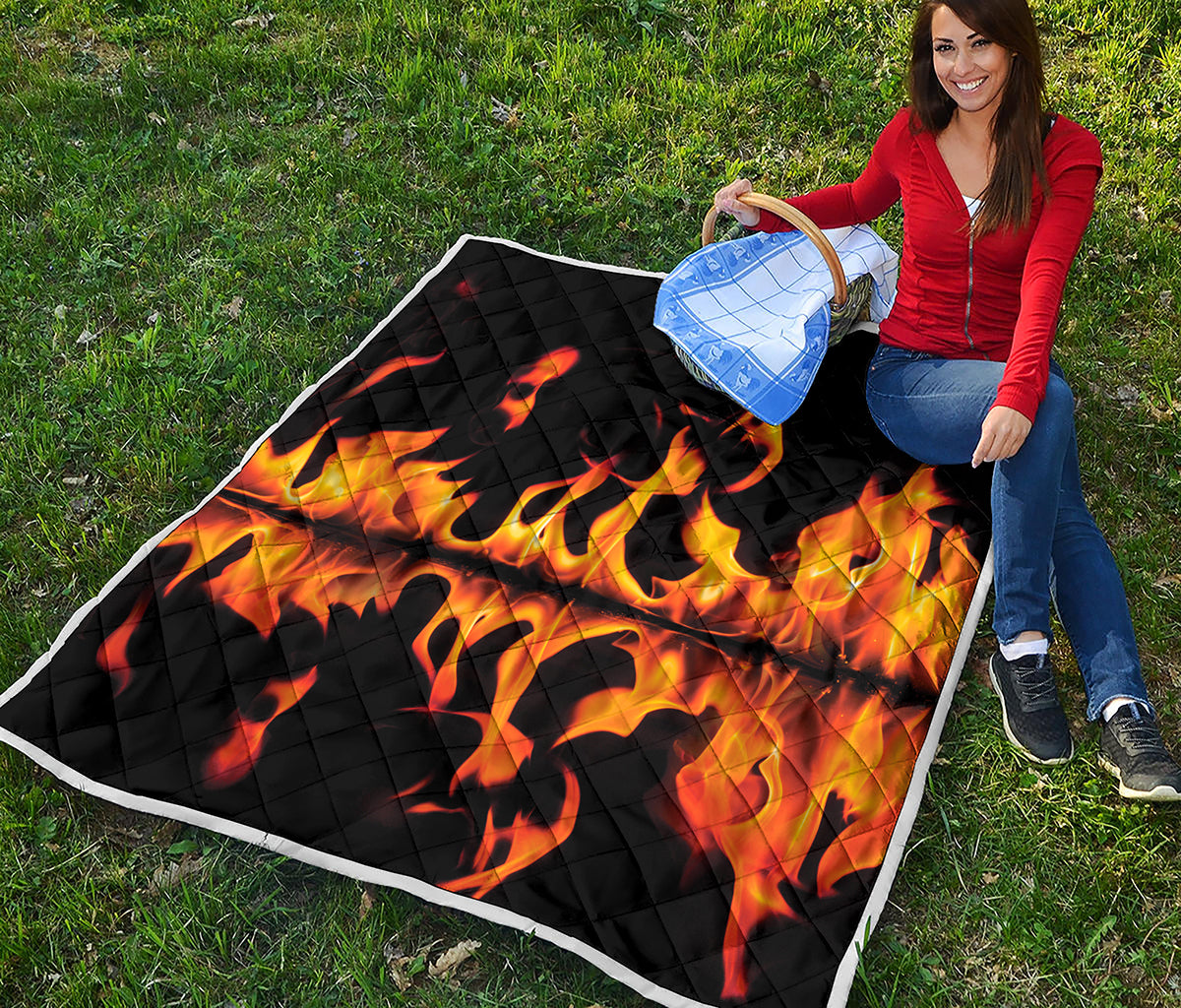 Fire Flame Burning Print Quilt