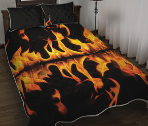 Fire Flame Burning Print Quilt Bed Set