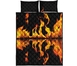 Fire Flame Burning Print Quilt Bed Set