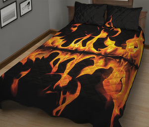 Fire Flame Burning Print Quilt Bed Set