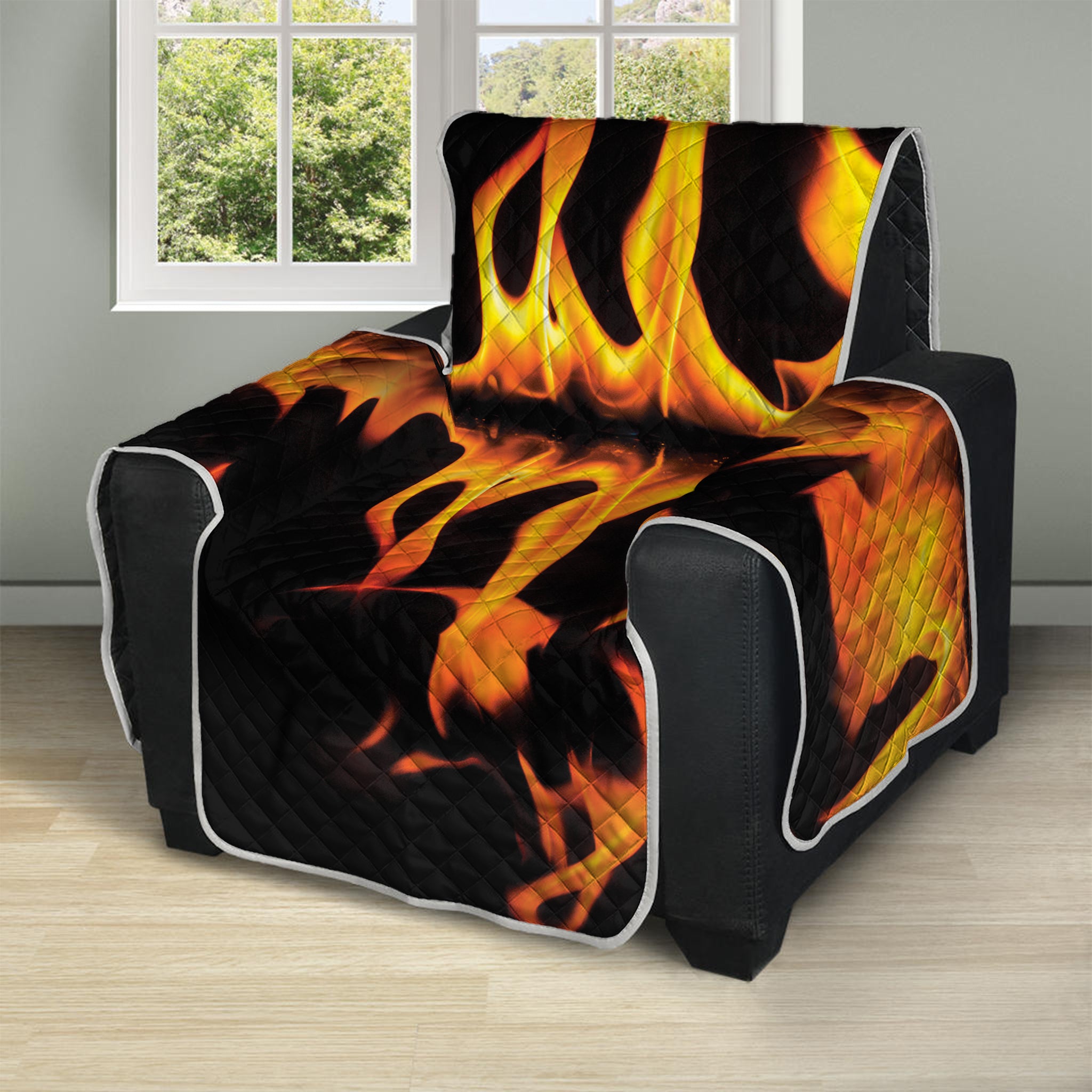 Fire Flame Burning Print Recliner Protector