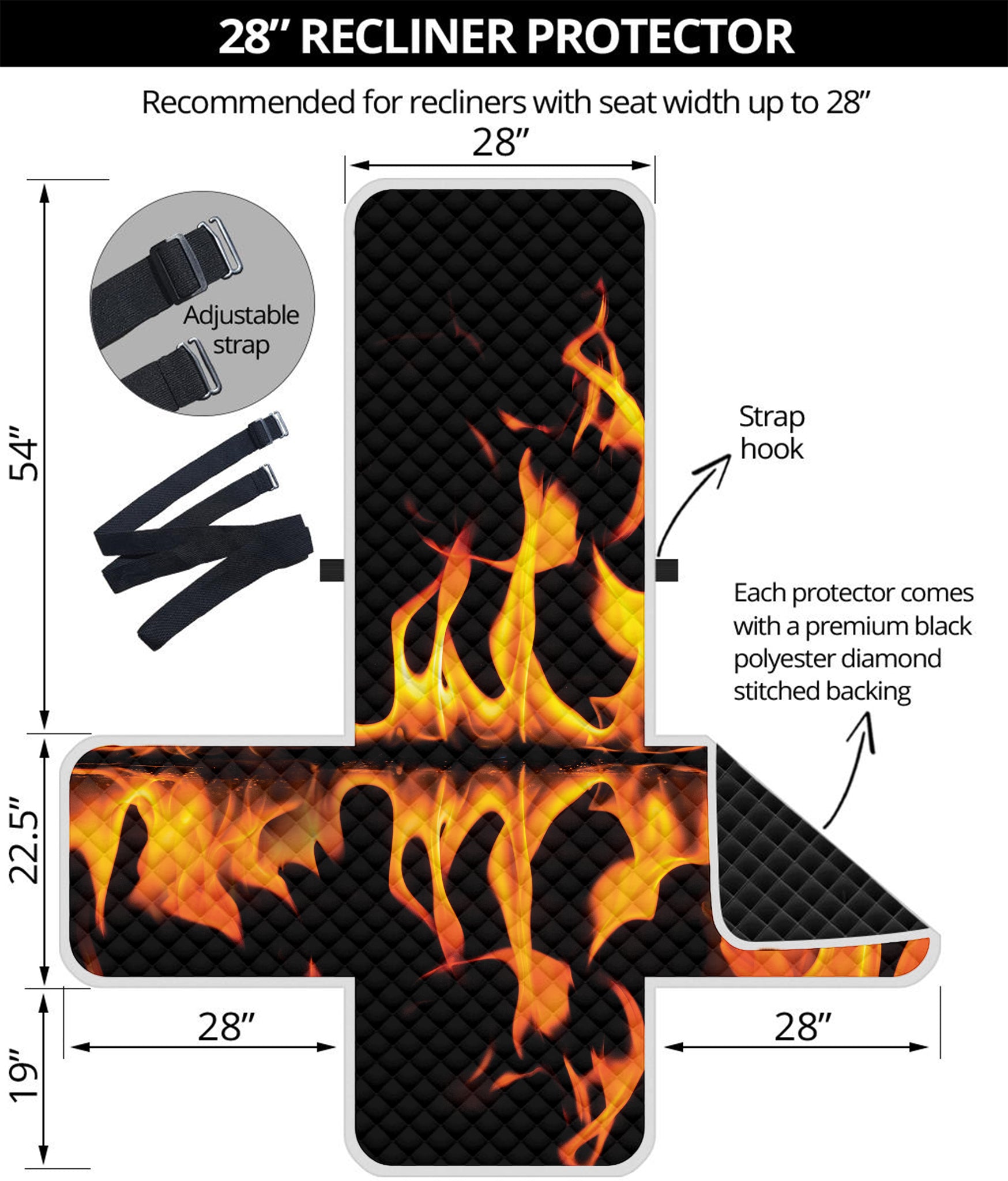 Fire Flame Burning Print Recliner Protector