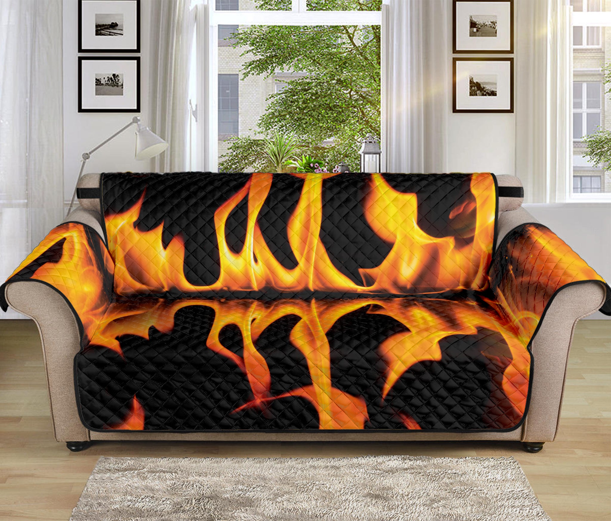 Fire Flame Burning Print Sofa Protector