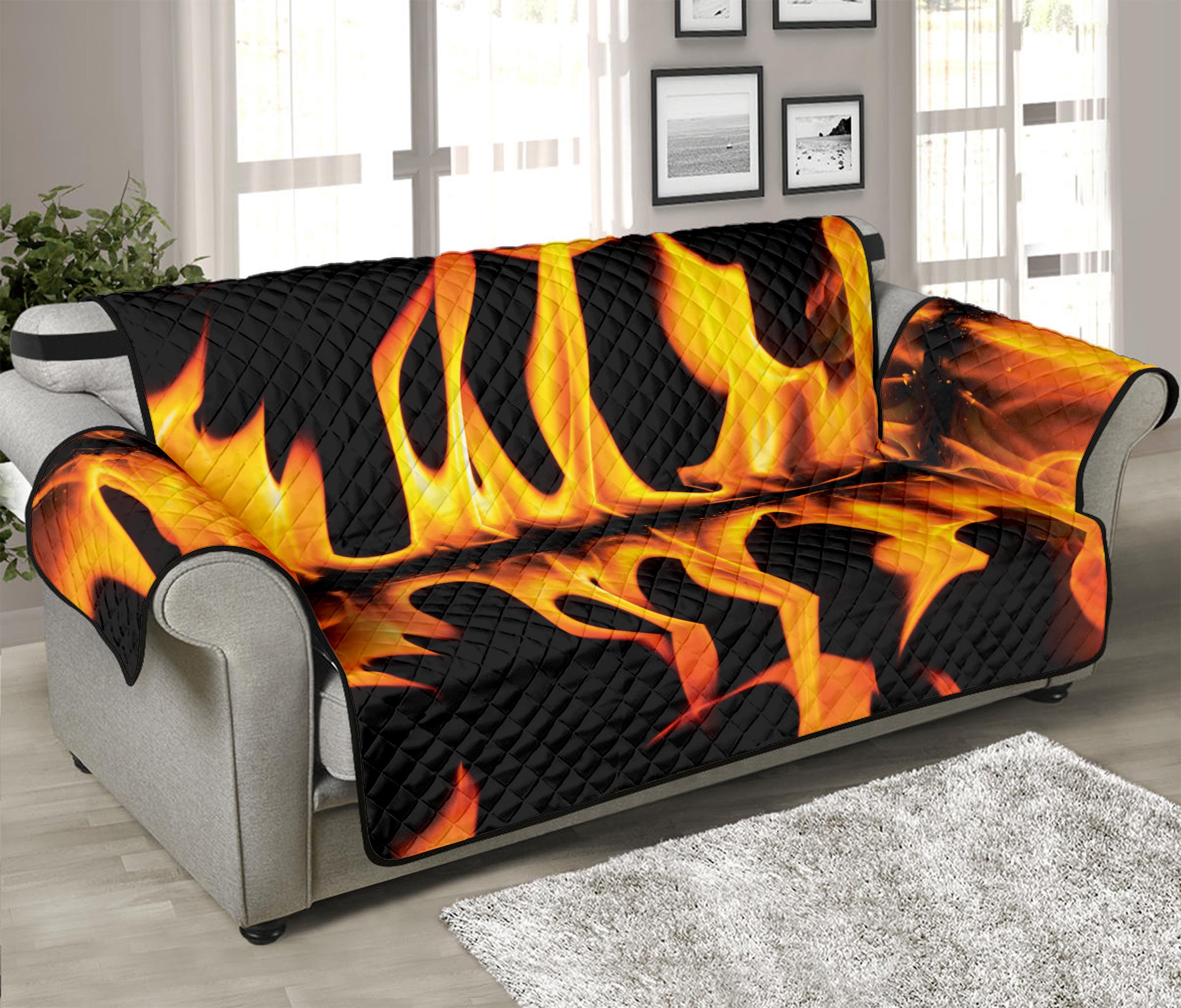 Fire Flame Burning Print Sofa Protector