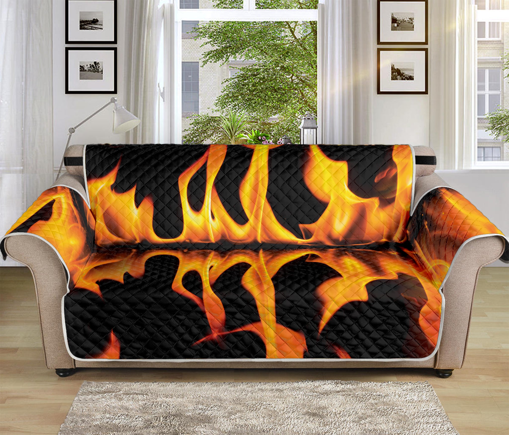 Fire Flame Burning Print Sofa Protector