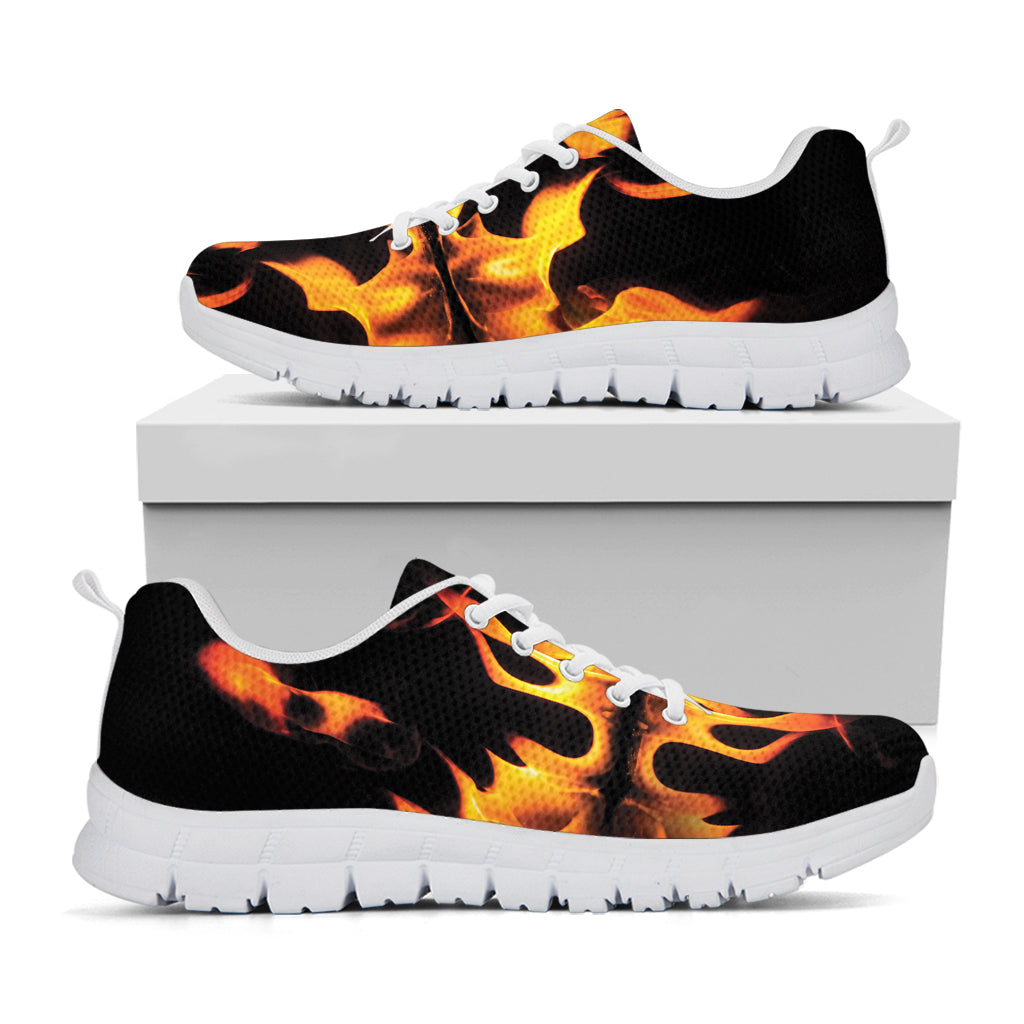 Fire Flame Burning Print White Sneakers