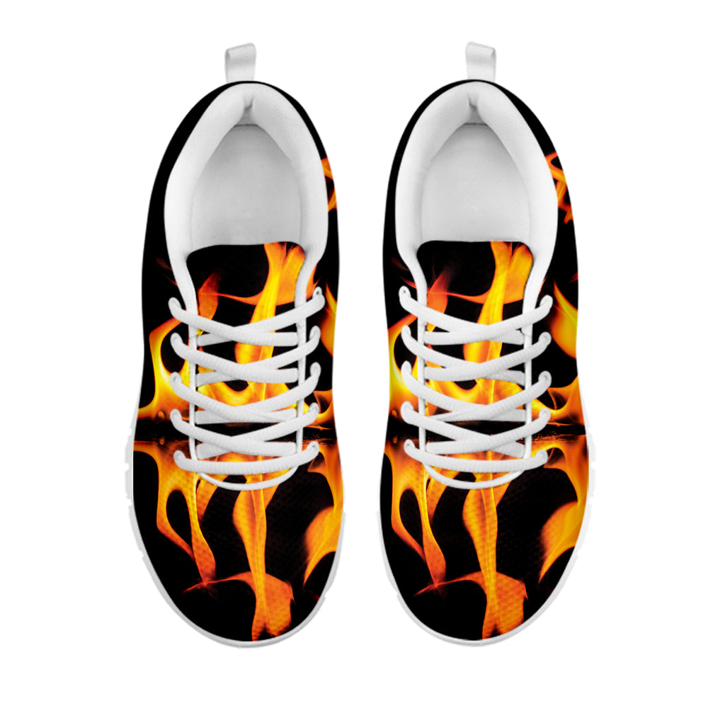 Fire Flame Burning Print White Sneakers