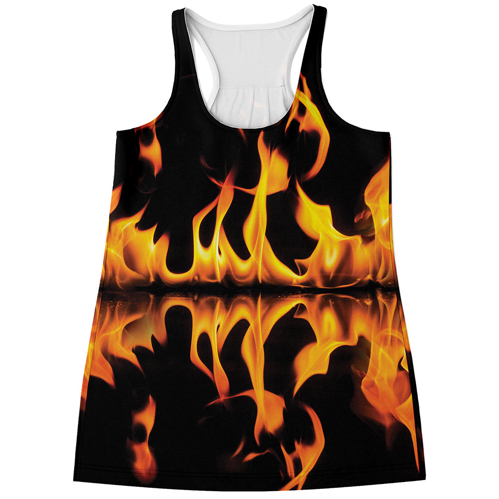 Fire Flame Burning Print Women's Racerback Tank Top