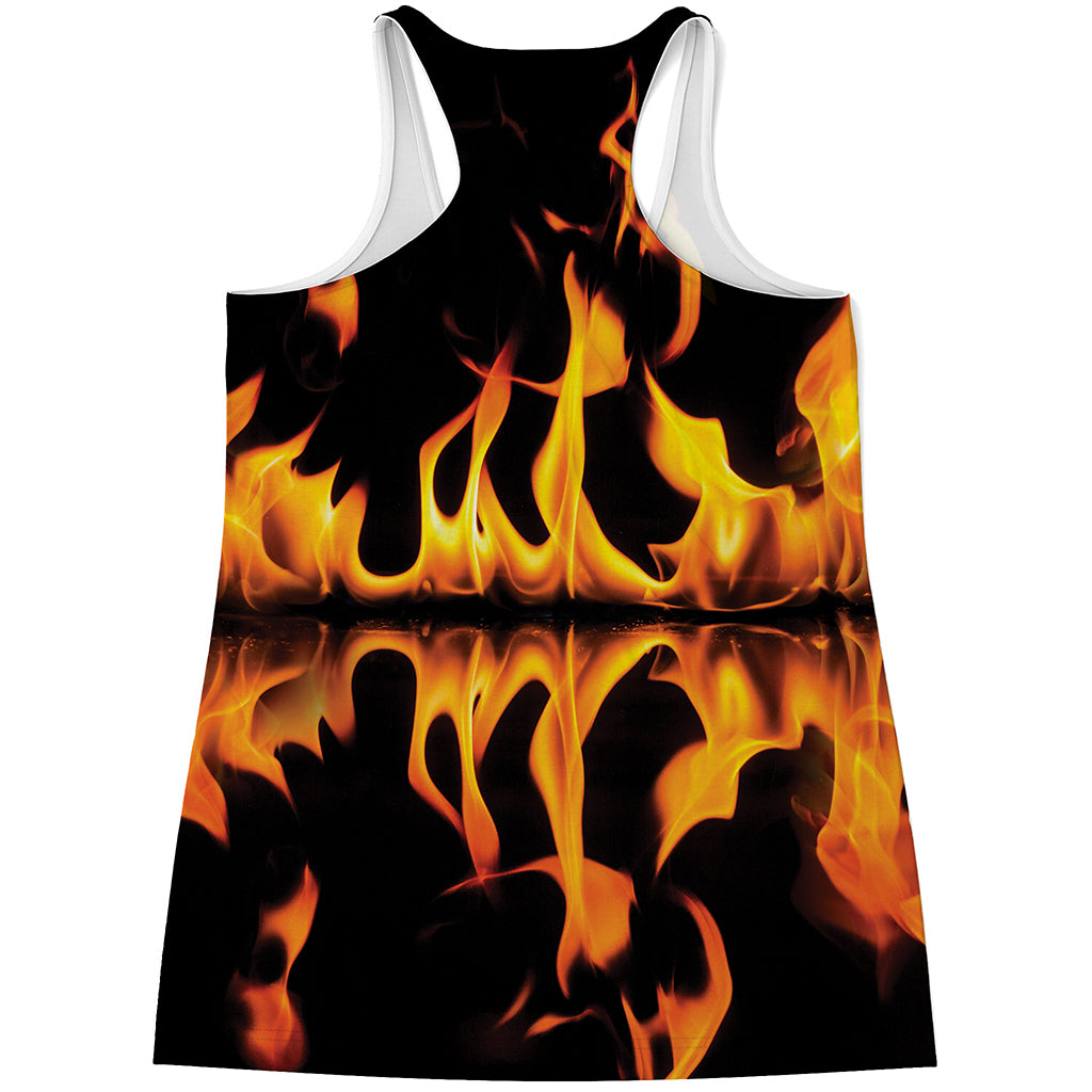 Fire Flame Burning Print Women's Racerback Tank Top