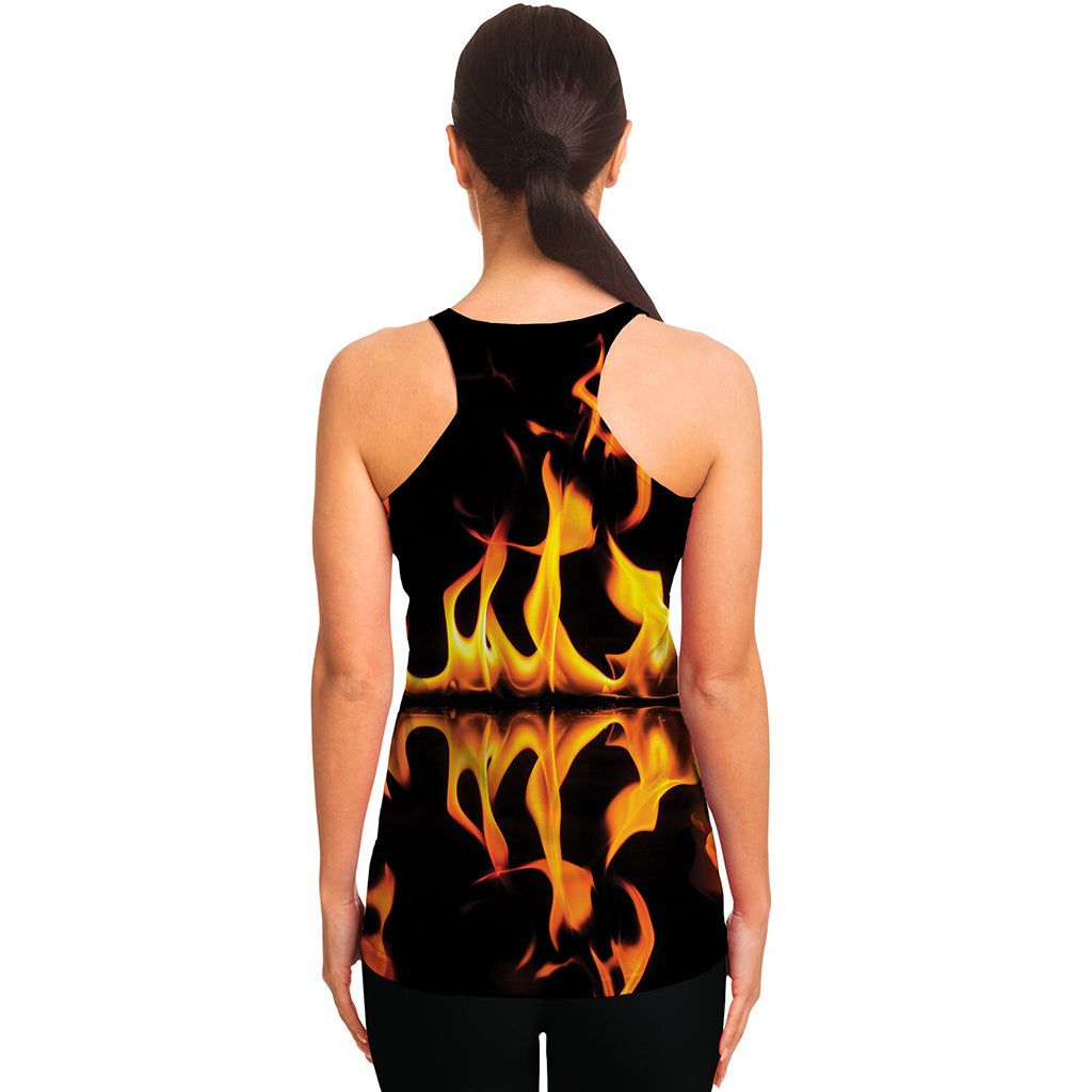 Fire Flame Burning Print Women's Racerback Tank Top