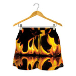 Fire Flame Burning Print Women's Shorts