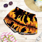 Fire Flame Burning Print Women's Shorts