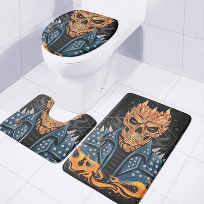 Fire Punk Devil Print 3 Piece Bath Mat Set