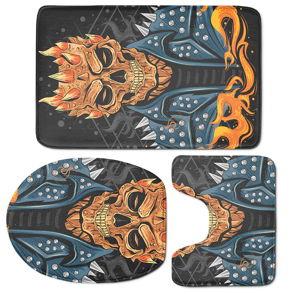 Fire Punk Devil Print 3 Piece Bath Mat Set