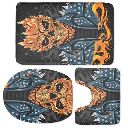 Fire Punk Devil Print 3 Piece Bath Mat Set