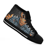 Fire Punk Devil Print Black High Top Shoes