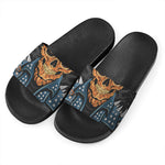 Fire Punk Devil Print Black Slide Sandals