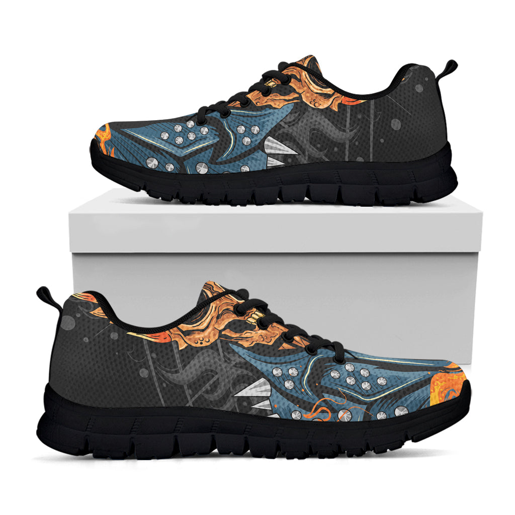 Fire Punk Devil Print Black Sneakers
