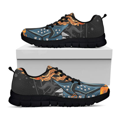 Fire Punk Devil Print Black Sneakers