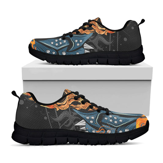 Fire Punk Devil Print Black Sneakers