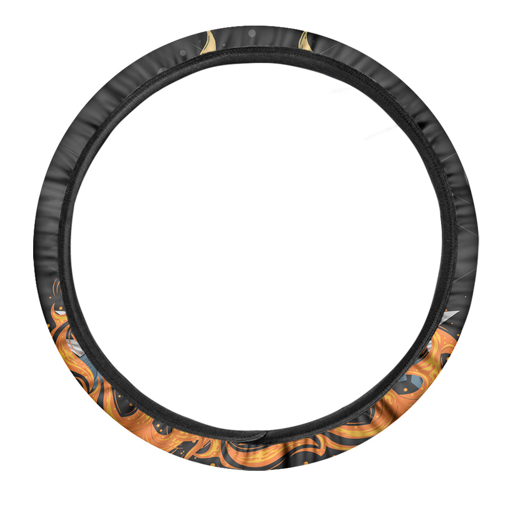 Fire Punk Devil Print Car Steering Wheel Cover