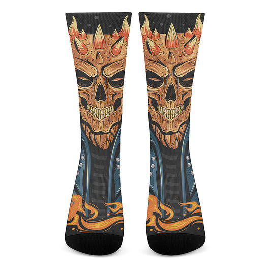 Fire Punk Devil Print Crew Socks