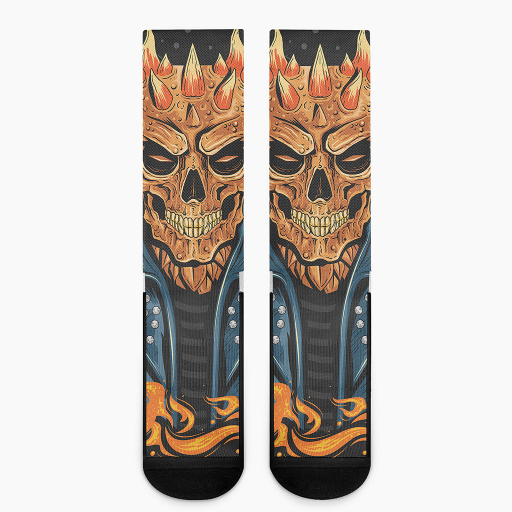Fire Punk Devil Print Crew Socks