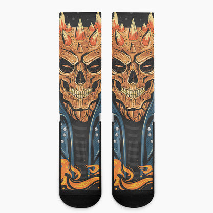 Fire Punk Devil Print Crew Socks