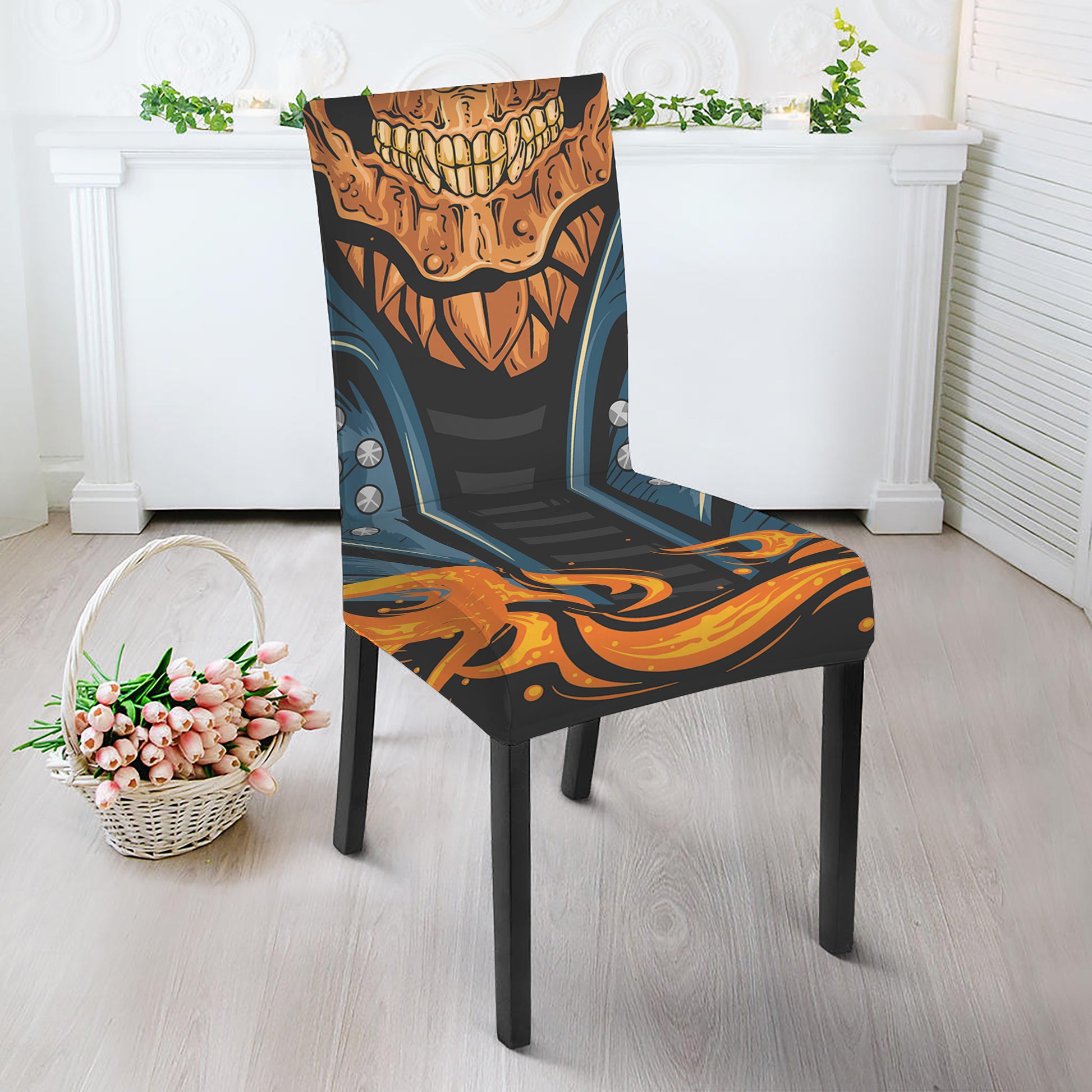 Fire Punk Devil Print Dining Chair Slipcover