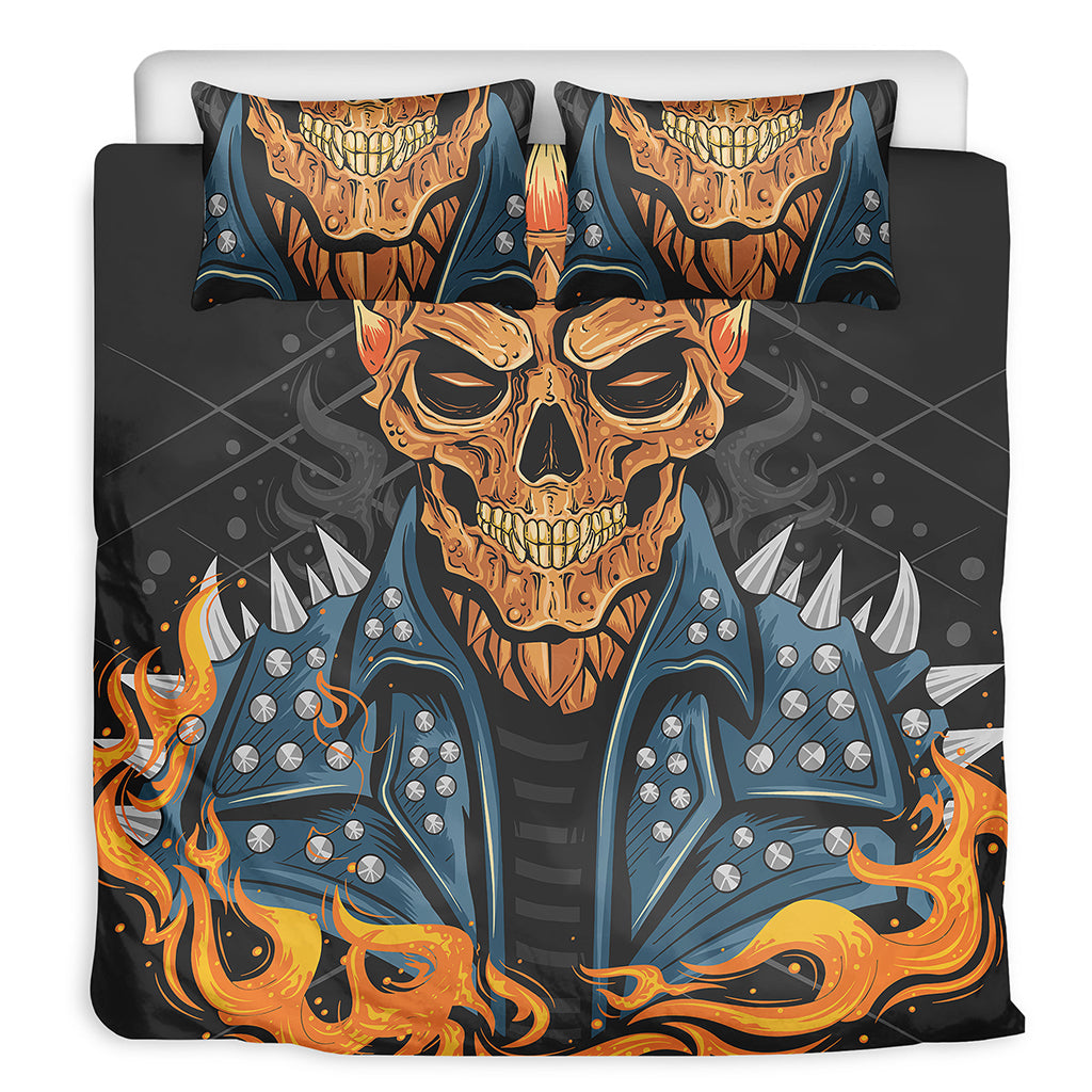 Fire Punk Devil Print Duvet Cover Bedding Set