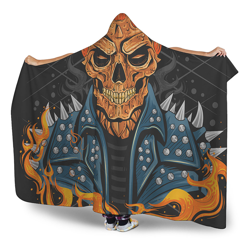 Fire Punk Devil Print Hooded Blanket