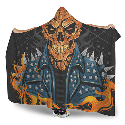 Fire Punk Devil Print Hooded Blanket