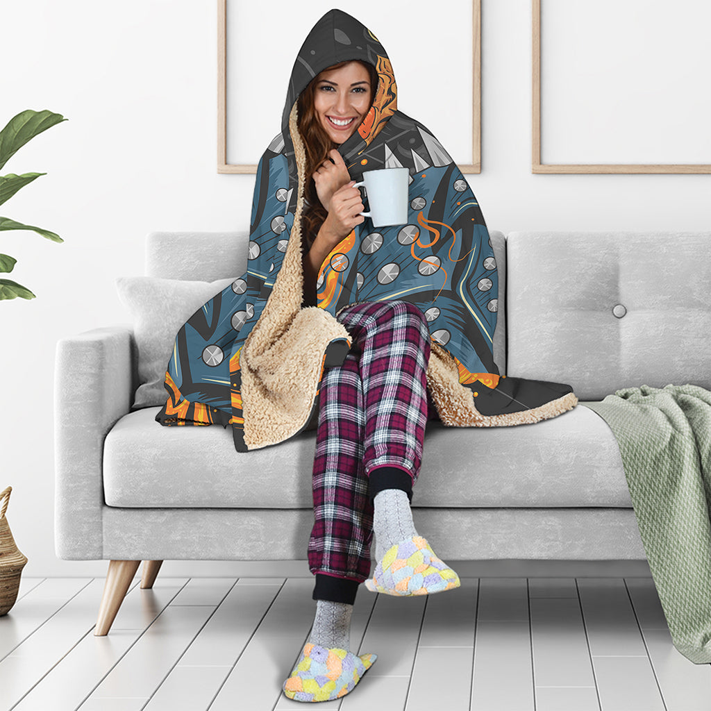 Fire Punk Devil Print Hooded Blanket