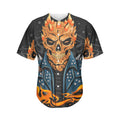 Fire Punk Devil Print Men's Baseball Jersey