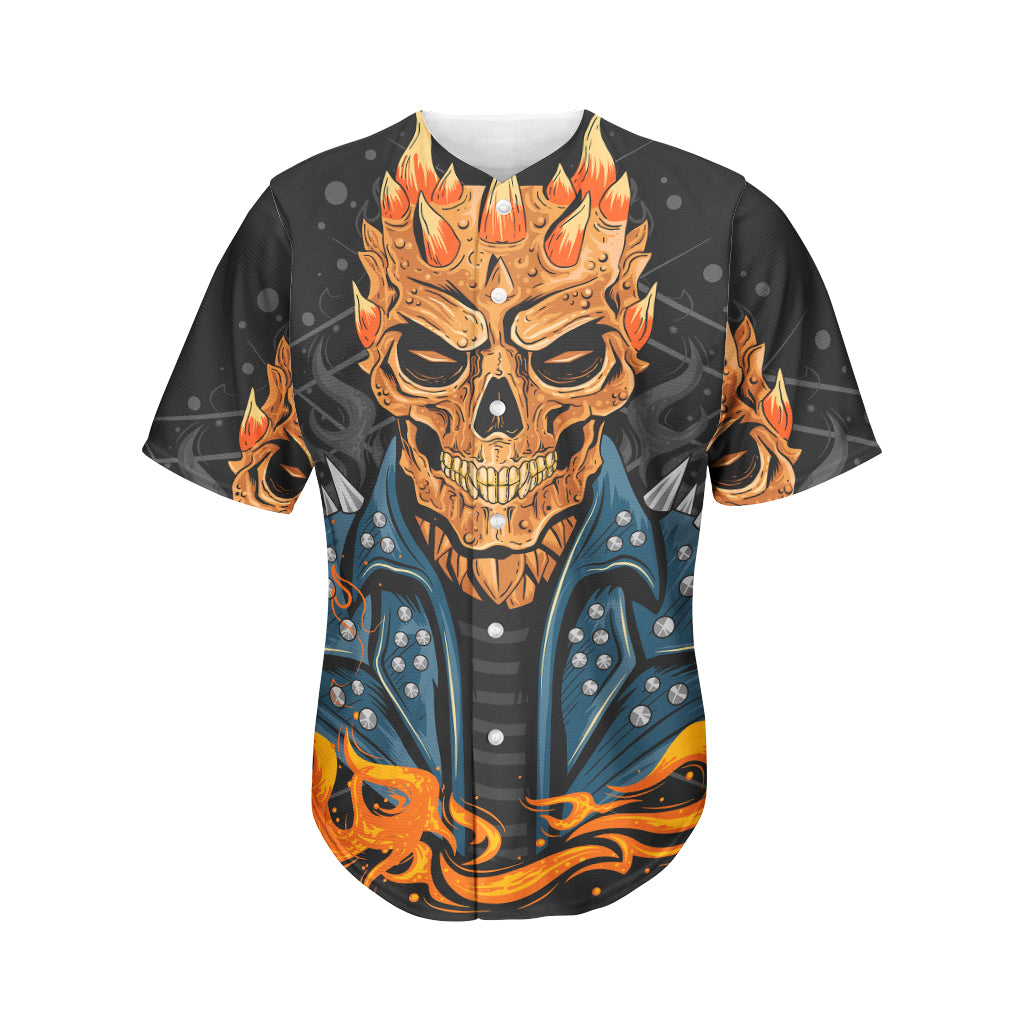 Fire Punk Devil Print Men's Baseball Jersey