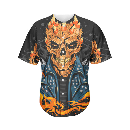 Fire Punk Devil Print Men's Baseball Jersey