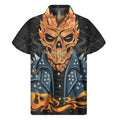 Fire Punk Devil Print Men's Short Sleeve Shirt