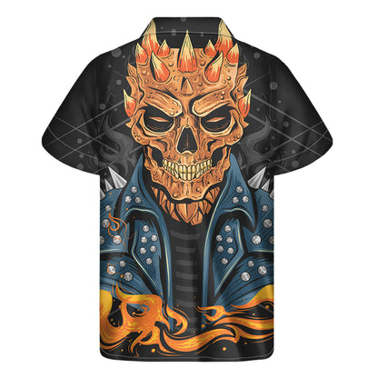 Fire Punk Devil Print Men's Short Sleeve Shirt