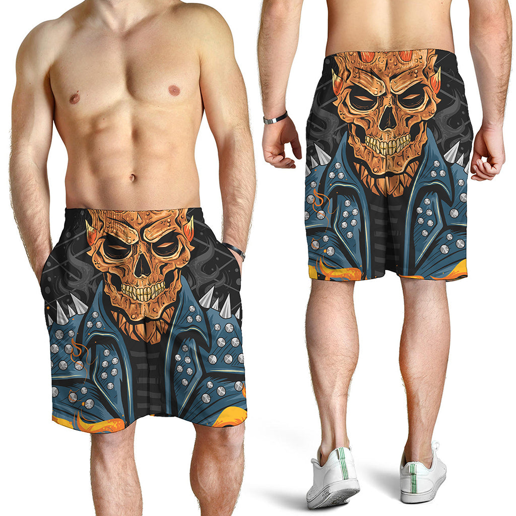 Fire Punk Devil Print Men's Shorts