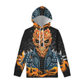 Fire Punk Devil Print Pullover Hoodie