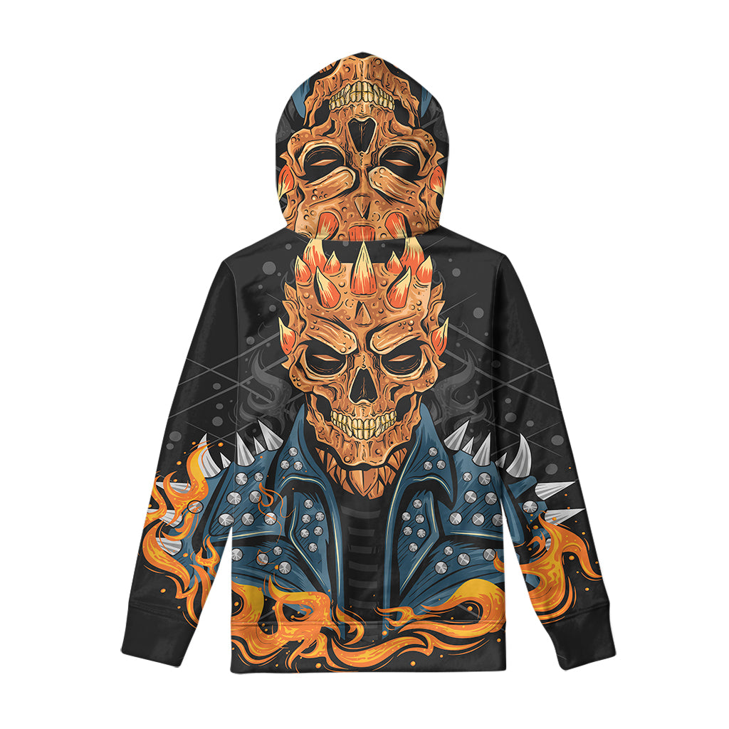 Fire Punk Devil Print Pullover Hoodie